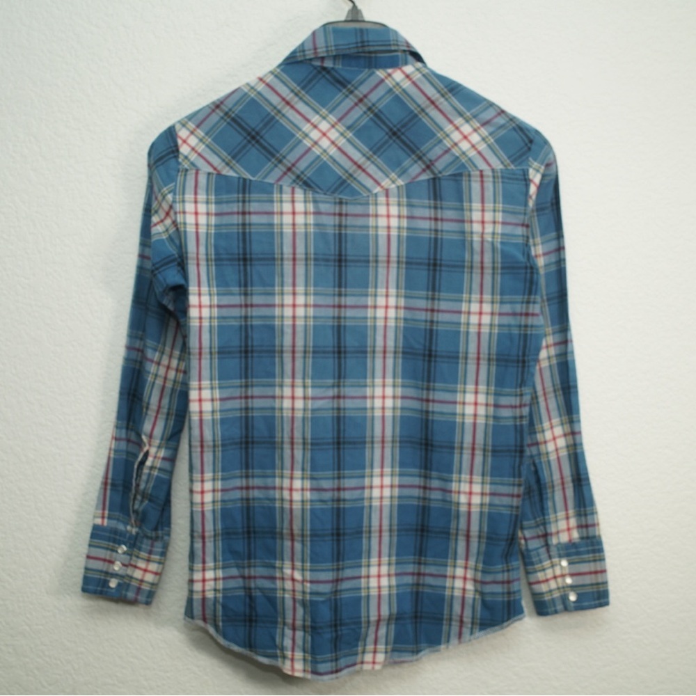 Wrangler Shirt Western Plaid Diamond Pearl Snaps Long Sleeve Cowboy Mens small - Picture 5 of 9